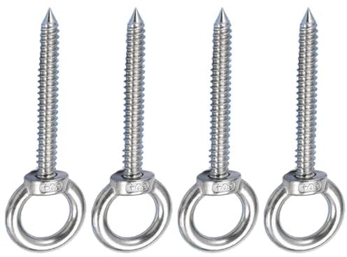 4 ganchos de ojo atornillados de 12 cm, tornillos de ojo M10, capacidad de carga de 230 kg, pernos de ojo grandes y resistentes, ganchos de ojo para soporte de hamaca, silla columpio, yoga, usos