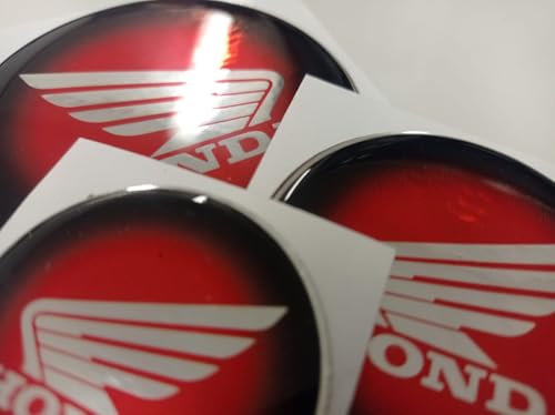 coppia adesivi per motocicletta resinati 3D dimensioni compatibili con modelli hond e caschi dimensione 40mm colore: rosso/cromo (40 mm)