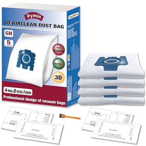 Pymin Paquete de 4 bolsas de repuesto para aspiradora Miele Hoover Bags Classic C1, Complete C2 C3, S227 S240, S270, S400, S400i, S600, S2, S5, S8 Series