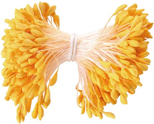 Mumjooyi Pfeifenreiniger Blumen Staubblatt Kunstblume Staubgefäß 350 Stück Staubblätter für Blumen Doppelköpfe Pistil 3mm zum Basteln Tulpe Blumenstrauß Pfeifenreiniger Blumen Zubehör (Orange)