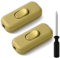 AXFEE 2 Pezzi Oro Interruttore Torpedo, Interruttore Bipolare 6A 250 V Interruttore in Linea Bipolare, Interruttore a Cavo, per Linea Piccoli Elettrodomestici, Lampade Scrivania, Lampade Comodino