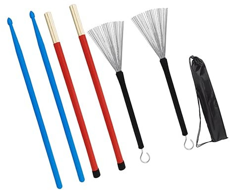 VINTORKY 1satz Drumstick Und Drahtbürsten Set Mit Komfortablem Griff Leicht Und Langlebig Für Schlagzeuger Inklusive Praktischer Aufbewahrungstasche