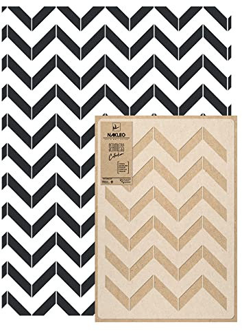 NAKLEO Wandschablone Groß Muster, Malschablone 59x95cm Chevron Zickzack Sparren Wiederverwendbare Kunststoff, Geometrische Tapete Wandgestaltung, DIY Craft, Holz Möbel Boden Stoff