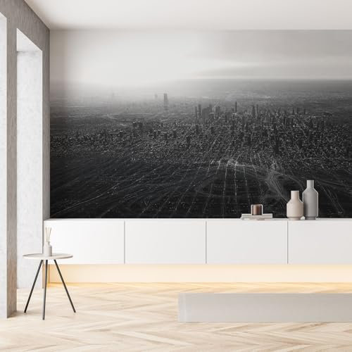 Luftaufnahme der Stadt Fototapete Schlafzimmer 400 x 280 cm Moderner Urbaner Stil Wasserdichte Dekorative Wandaufkleber Grau Tapete Wohnzimmer Badezimmer