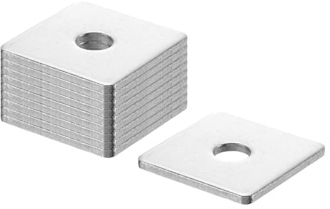 QUARKZMAN 10 Stück Quadratische Unterlegscheiben M10 x 40 x 40 x 3 mm, 201 Edelstahl Dichtscheiben Silber Weiß Vierkantscheiben, Flache Beilagscheiben für Schrauben Muttern Gewindestange