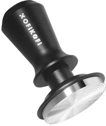 KOFIKOFI 58mm Kaffee Tamper mit Doppelfeder 30lbs Anpressdruck Kaffeemehlpresser Base Ripple Kaffee Tamper 304 Edelstahl kaffeestampfer für 58mm Siebträger, Aluminiumgriff