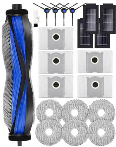 21 Pezzi di Ricambio per Ecovacs Deebot T50 OMNI/T50 PRO OMNI/T50 PRO OMNI Gen2 Set di Accessori per Aspirapolvere Robot, 1 Spazzola Principale, 4 Spazzole Laterali, 6 Tappetini, 4 Filtri Hepa