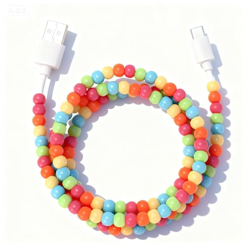 LYHBB Universal travel USB Cable, Beaded charging cord USB A to usb-c 1m Cute Beaded USB Type C Charger Cord Phone Charger Cable for iPhone 17 16 Pro Max 15 Pro Max Plus