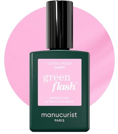 Manucurist Green Flash Candy Neon Pink LED Gel Nail Polish | LED gel polish and semi-permanent nail varnish, UV nail lamp compatible. 12-free, bio-sourced, vegan, Made in France, 15 ml