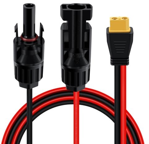 HuaLiSiJi Solarkabel auf XT60 12AWG Solar Ladekabel XT60 Adapter auf Solar Stecker Buchse für Tragbare Solarpaneele, Kraftwerk Solargenerator (1 m)