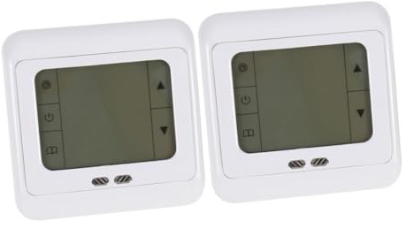 PC Unterflurthermostat 220v 2 Stück, Digital, Programmierbar | Weiße Hintergrundbeleuchtung, Uhr Bleibt bei Stromausfall Aktiv, 6 Tageszeiten
