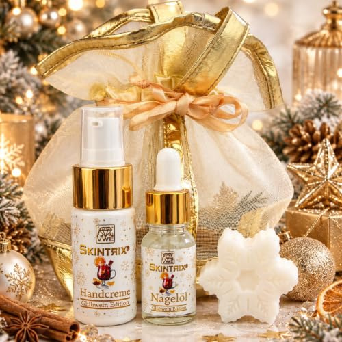 Skintrix Glühwein Handpflege-Set – Handcreme und Nagelöl mit winterlichem Duft und passendem Geschenkbeutel