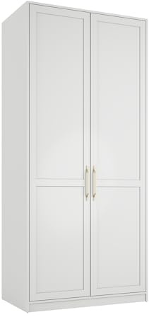 LPD Home Austen 2-Door Wardrobe – Shaker Style with Brushed Brass Handles, Extra-Tall Modular Storage Unit for Bedroom