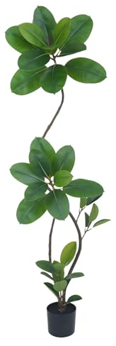 Artificial Rubber Tree 6FT, Tall Faux Rubber Plant with Realistic Trunk, Indoor Floor Artificial Tree for Living Room, Home, Office