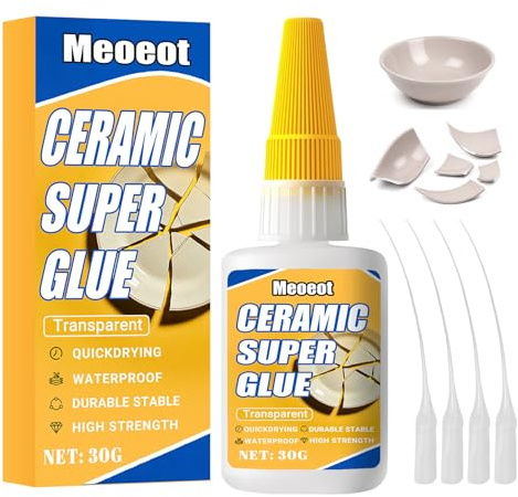 Meoeot Extra Forte Colla per Ceramica, 30g Colla Impermeabile Porcellana, Resistente alle Alte Temperature für Ceramica,Lavabile in Lavastoviglie, Transparent per Porcellana, Argilla, Riparazione Vasi