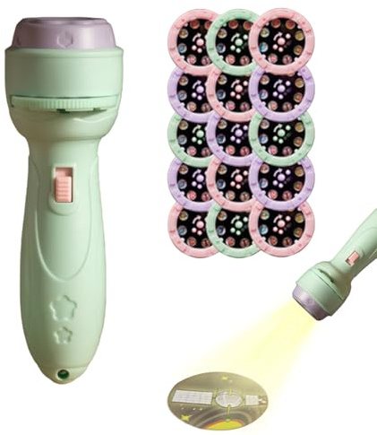 Taschenlampe Projektor Kinder mit 120 Mustern 15 Dias, Pädagogisches Einschlafhilfe Spielzeug für Kleinkinder, Sanftes LED Nachtlicht, Ideales Geburtstagsgeschenk & Ostern Füllung für Junge Mädchen