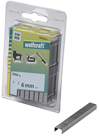 wolfcraft Breitrückenklammern, Typ 050, 6mm I 7010000 I Ideal zum Befestigen von Stoffen, Textilien und dünnen Holzleisten