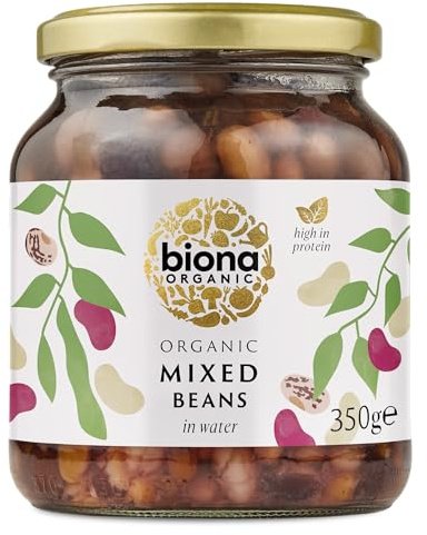 Biona Mixed Beans 350g - Organic - in Glass Jars - BPA Free Lids - Vegan