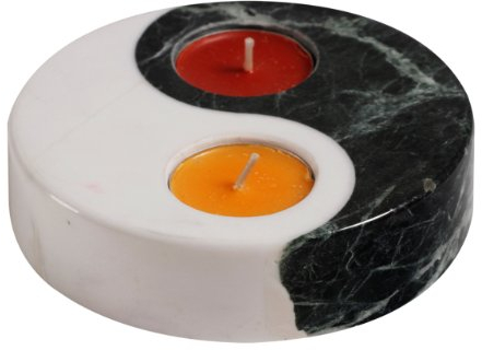 Teelichthalter Yin Yang aus Marmor