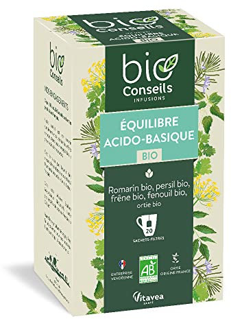 BioConseils - Infusion équilibre acido-basique bio - Tisane détox bio ortie romarin fenouil bio - 20 sachets
