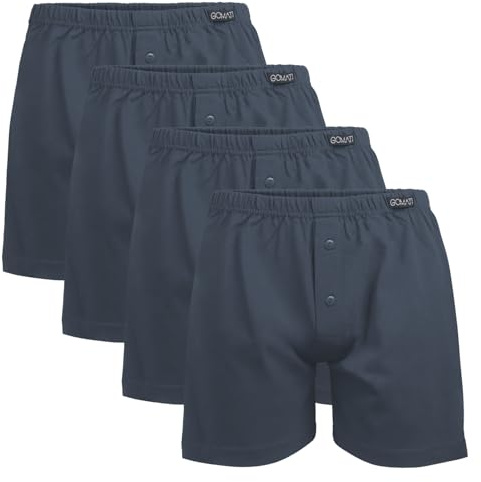 Gomati Herren Jersey Boxershorts (4 Stück) Stretch Unterhose aus Baumwolle - Anthrazit L/6