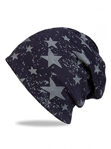 Caspar MU124 Unisex Vintage Stern Beanie, Farbe:dunkelblau, Größe:One Size