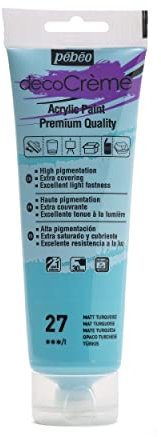Pébéo Peinture Acrylique Texture Crème pour la Décoration - Finition Mate - 120 ML - Turquoise
