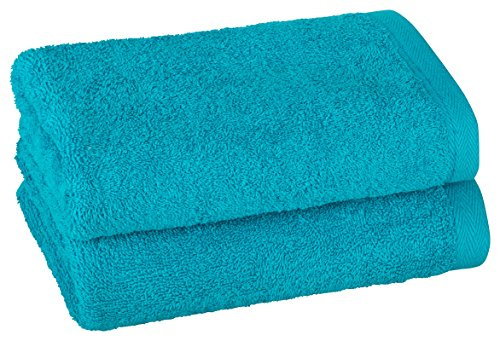PremiumShop321 2er Set Handtuch 50x100 cm - 480g/m² ohne Bordüre-Türkis