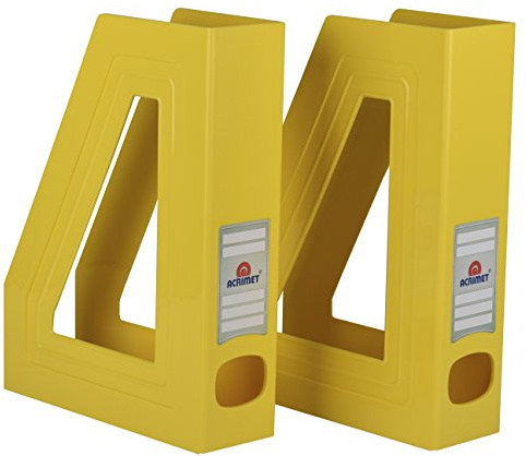 Acrimet Porte-Revues, Support Durable, Organisateur pour Dossiers pour Bureau (Plastique) (Couleur Jaune) (Lot de 2)
