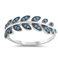 Damen Ring 925 Sterling Silber Nano Blau Türkis Blätter