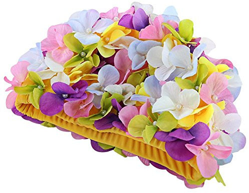 Bonnet de Bain Fleurs pour Les Femmes, Wingbind Filles Floral Swim Hat Cap Bonnet de Bain Chapeau Retro