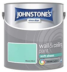 Johnstone's - Wall & Ceiling Paint - Miami Mint - Soft Sheen Finish - Emulsion Paint - Fantastic Coverage - Easy to Apply - Dry in 1-2 Hours - 12m2 Coverage per Litre - 2.5L