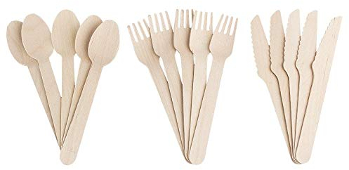 Ideen mit Herz Holzbesteck | 14 cm lang | 1,5 cm bis 3 cm breit, 15-teilig