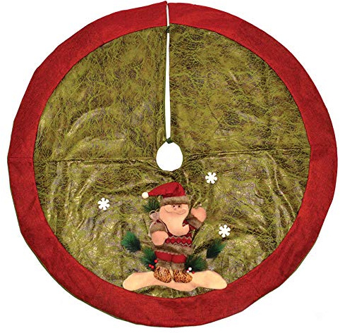 Deluxe Christmas Tree Skirt Base Cover with 3D Santa Handmade Xmas Width 122cm Perfect for 5ft-8ft Holiday Home Decorations