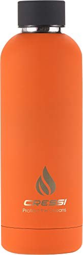 Cressi Rubber Coated Thermal Flask, Borraccia Sportiva Termica Rivestita in Gomma Unisex Adulto, Arancione (Mandarino)/Nero, 500 ml