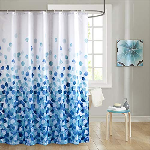 Xlabor Blumen Dick Duschvorhang 240x200cm Wasserdicht Stoff Anti-Schimmel inkl. 12 Duschvorhangringe Waschbar Badewannevorhang 240x200cm blau