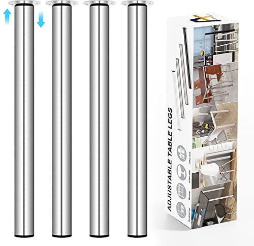 Amazing Tour Adjustable Table Legs 710-1100mm - 4 Pack Breakfast Bar Kitchen Worktop Support Office Desk Legs, Heavy Duty Metal Sturdy Steel Frame,Silver