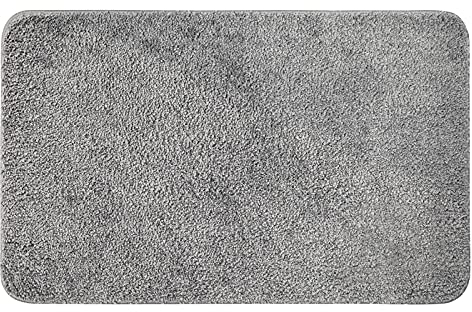 MIULEE Teppich Badematte Badezimmerteppich Bettvorleger rutschfest Badteppich Badvorleger Saugfähige Duschvorleger Waschbar Fussmatte für Wohnzimmer Schlafzimmer Badezimmer 60x90 cm Grau