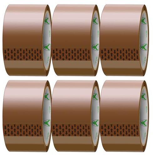 iSOUL Lot de 6 rouleaux de ruban adhésif d'emballage marron très résistant 48 mm x 66 m pour colis, emballages et boîtes Solide, sûr et collant - Ruban adhésif marron
