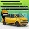 Auto-Dress Seiten-Streifen Aufkleber Set/Dekor passend für VW T4, T5 & T6 Bus - Motiv: Mountainbike Racing (176 Ivory, Langer Radstand)