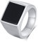 Stfery Ring Edelstahl Schwarz rechteckig Modeschmuck Ringe Stahl Hochzeitsringe Paar zum Valentinstag, Größe 57 (18.1)