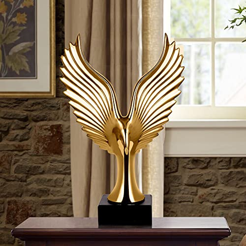 YQLKD Skulpturen Dekoration Golden Decor Eagle Wing Skulptur Dekoration Resin Hawk Statue
