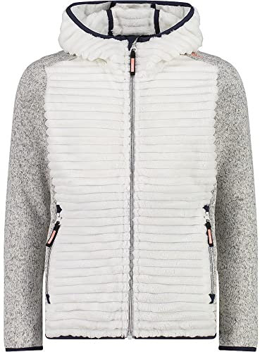 CMP - Giacca in pile Highloft da bambini con cappuccio fisso, B.Co Gesso, 104