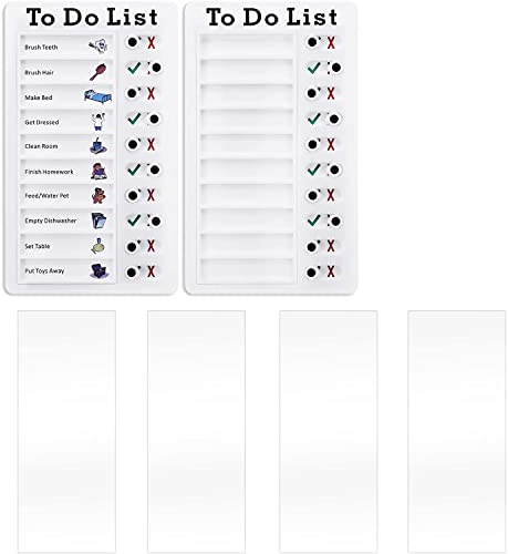 MEISO 2 Stück To Do List Checklist Board, Chore Chart für Erwachsene, abnehmbare, wiederverwendbare Kunststoff-Checkliste für Wohnmobile, mit 4 Blättern aus weißem Karton, für Zuhause, Reisen