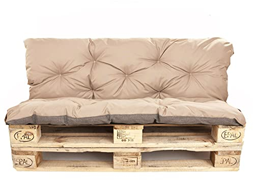 Palettenkissen Outdoor - Palettenkissen Set - Palettenkissen Set Indoor (Sitzkissen 120x60 +Rückenlehne 120x40, Beige)
