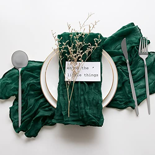 Seihtuch-Servietten mit Falten, 50,8 x 50,8 cm, dunkelgrüne Gaze-Tischservietten, Käsetuch-Servietten für Weihnachten, St. Patrick's Day, Dinner-Party-Dekoration, 6 Stück