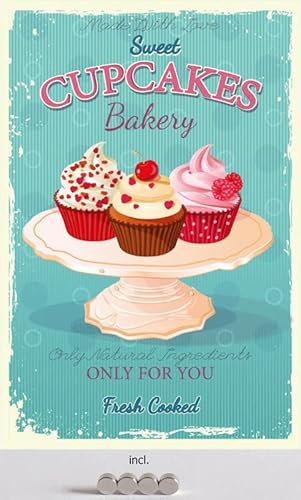 Metall Schild 20x30cm mit 4 Magneten Cupcakes Bakery Kaffee Coffee Blechschild