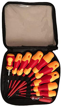 Juego de Destornilladores Aislados de 10 Piezas Puntas de Punta de Ranura Cruzada para Reparación de Electricista