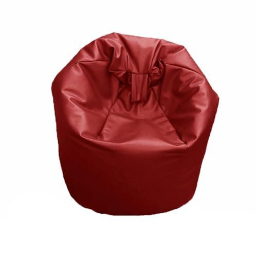 FAUX LEATHER Bean Bag Beanbag Gaming Chair Seat Lazy Lounger Couch (Dark Red, Medium (60 x 60 x 75 cm))