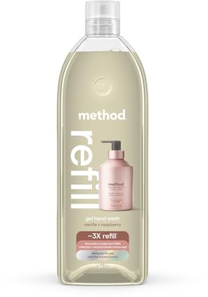 Method Gel Hand Soap Refill, Vanilla + Raspberry, 34 Fl Oz (Pack of 1) (Packaging May Vary)